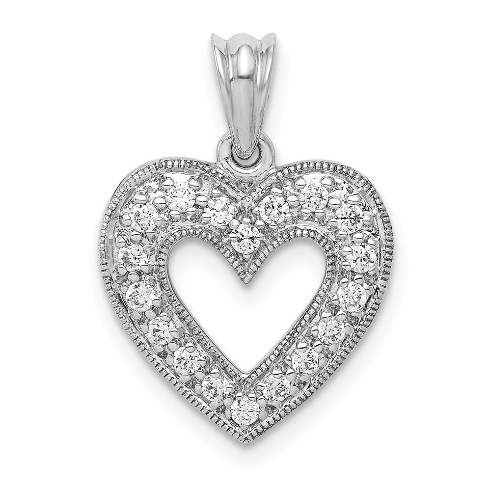 14k White Gold 1/4ct. Diamond Heart Pendant - 3