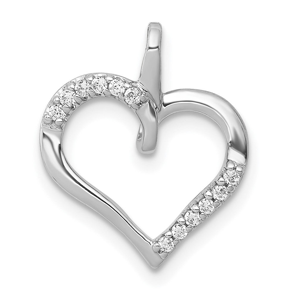 14k White Gold 1/15ct. Diamond Heart Pendant - 3