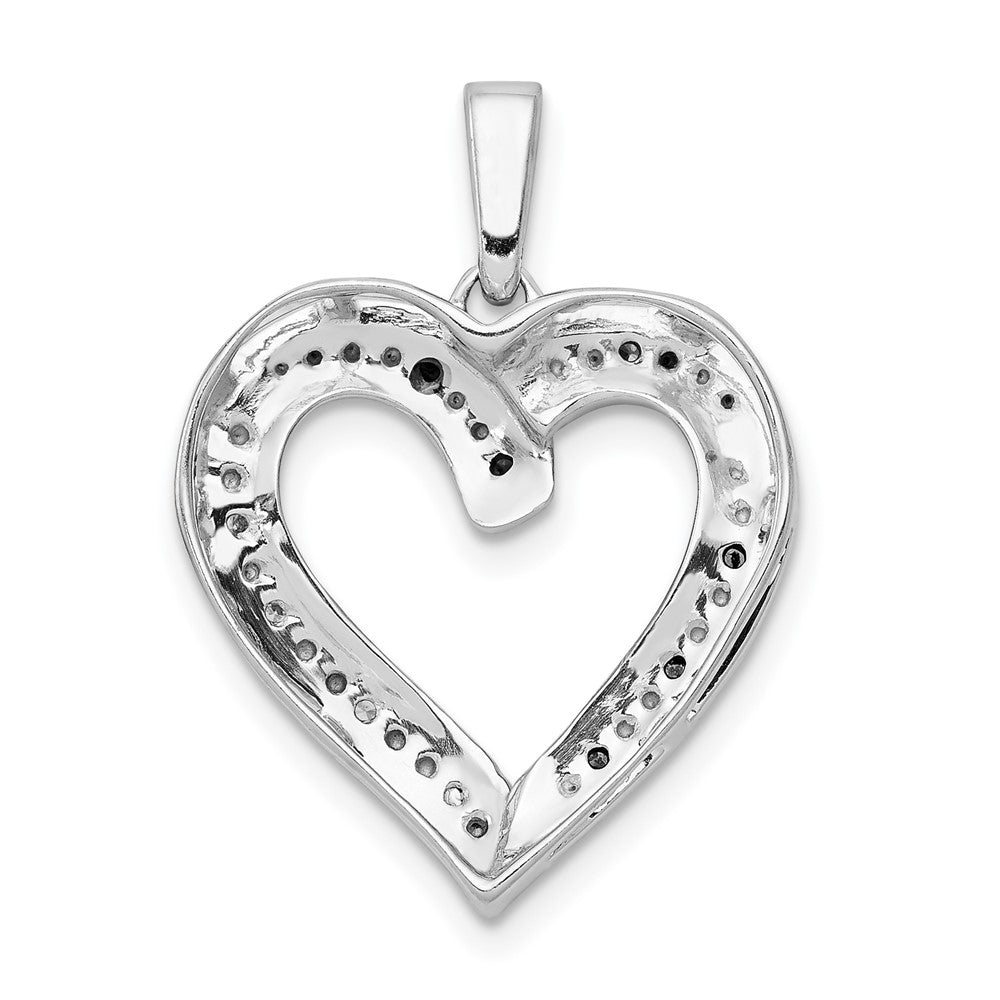 14k White Gold 1/20ct. Blue and White Diamond Heart Pendant