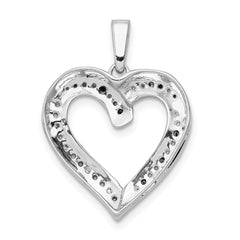 14k White Gold 1/20ct. Blue and White Diamond Heart Pendant