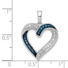 14k White Gold 1/20ct. Blue and White Diamond Heart Pendant