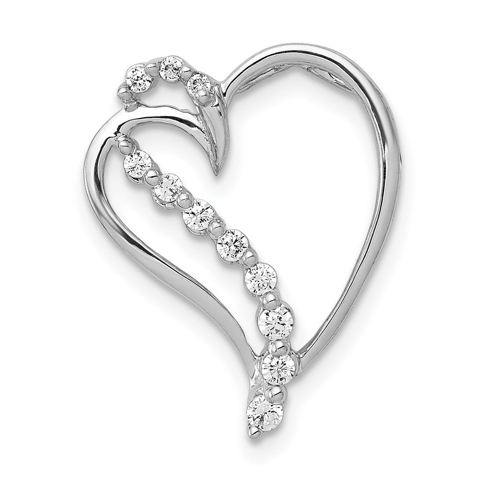 14k White Gold 1/6ct. Diamond Heart Chain Slide - 3