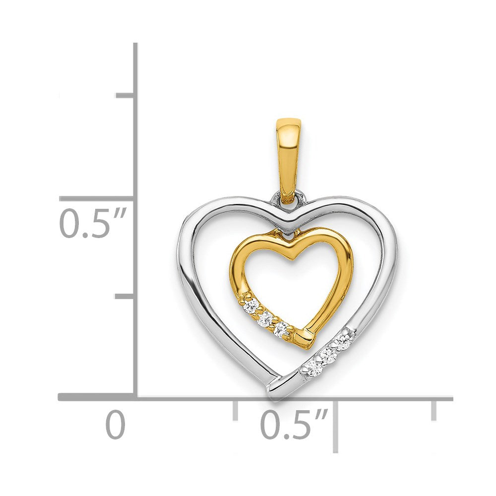 14kt Two-tone Heart Charm Diamond Heart Pendant