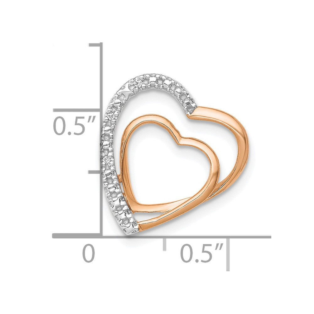 14k Rose Gold .01ct. Diamond Double Heart Chain Slide