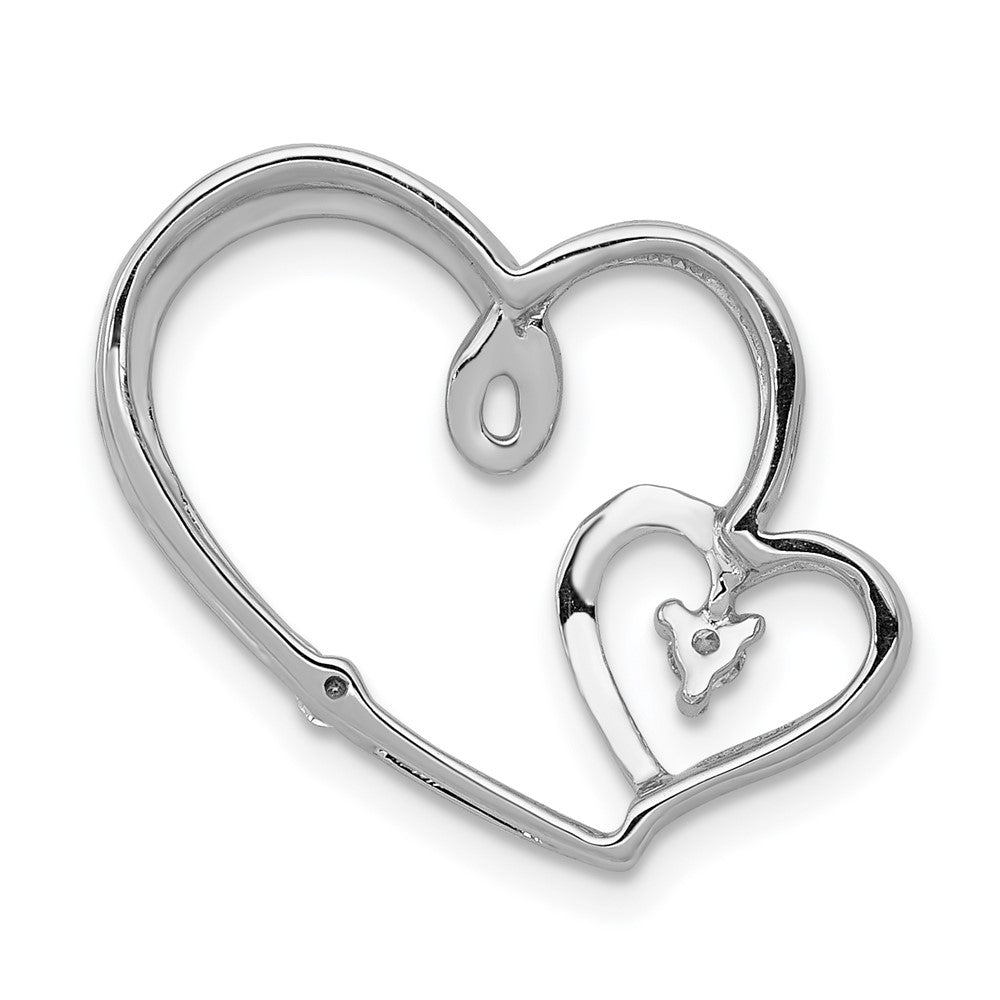 14k White Gold 1/20ct. Diamond Double Hearts Chain Slide