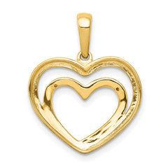 14k .01ct. Diamond and Rhodium Double Heart Pendant