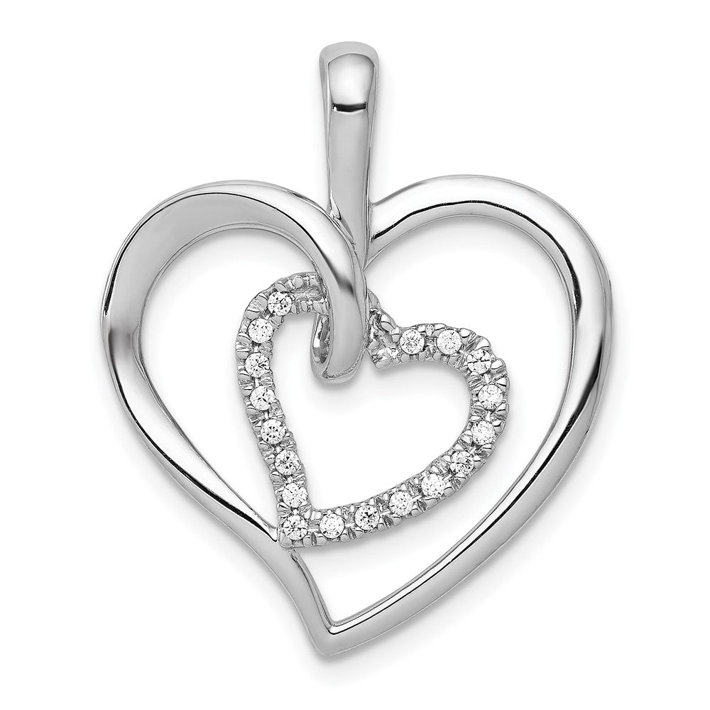 14k White Gold 1/10ct. Diamond Double Heart Pendant - 2