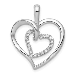 14k White Gold 1/10ct. Diamond Double Heart Pendant - 2
