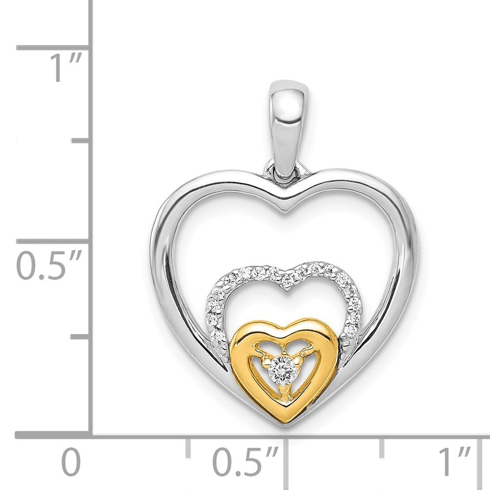 14k Two-Tone 1/15ct. Diamond Triple Heart Pendant