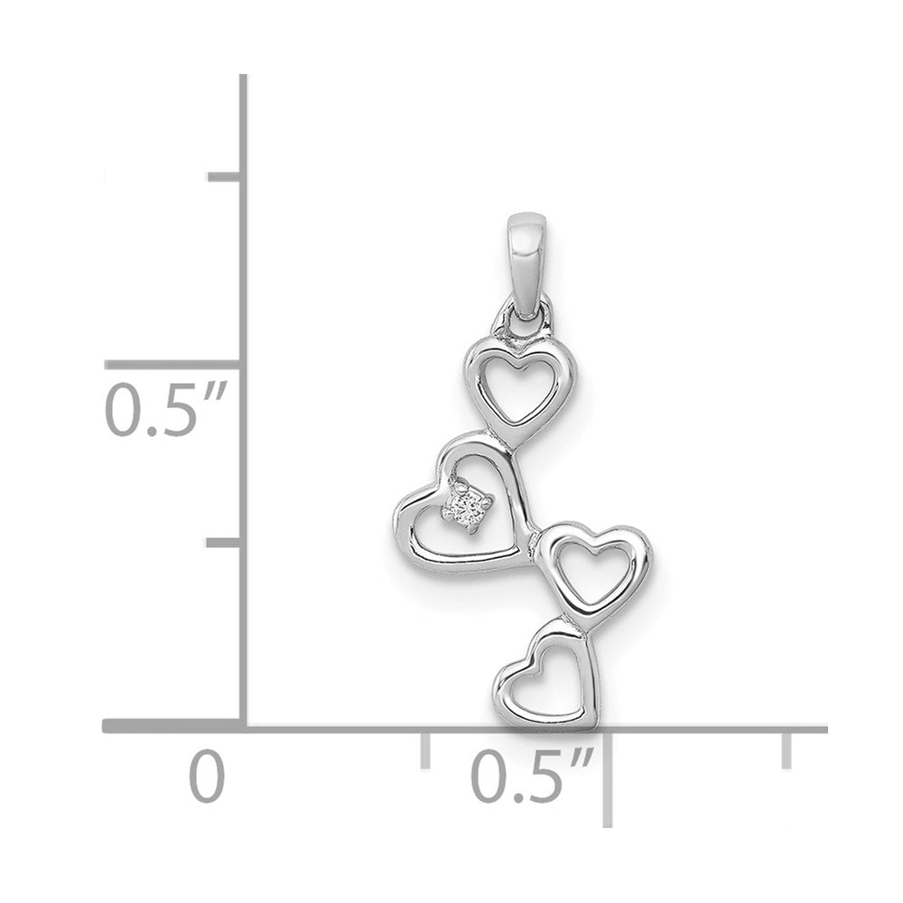 14k White Gold .01ct. Diamond Four Hearts Pendant