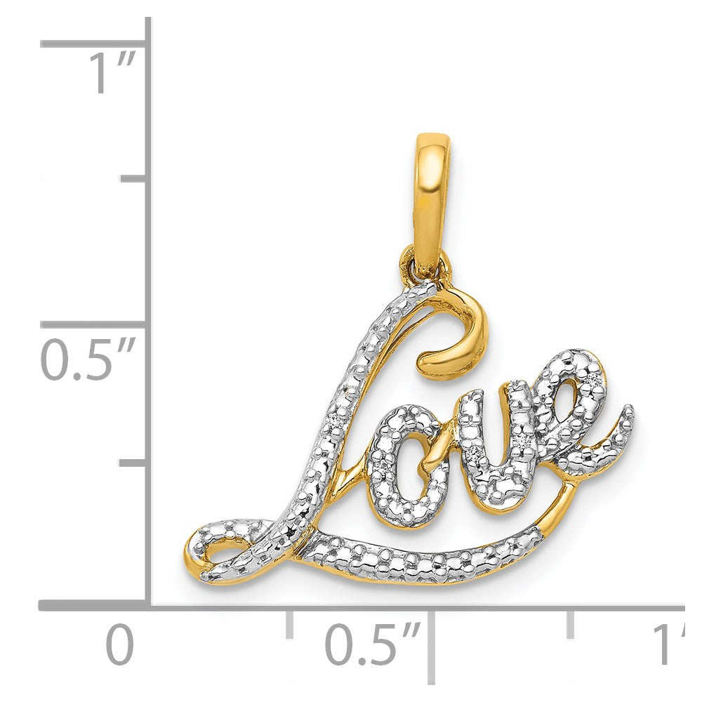 14k w/Rhodium .02ct. Diamond LOVE Pendant