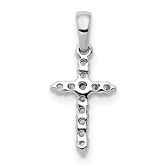 14k White Gold Polished Diamond Cross Pendant