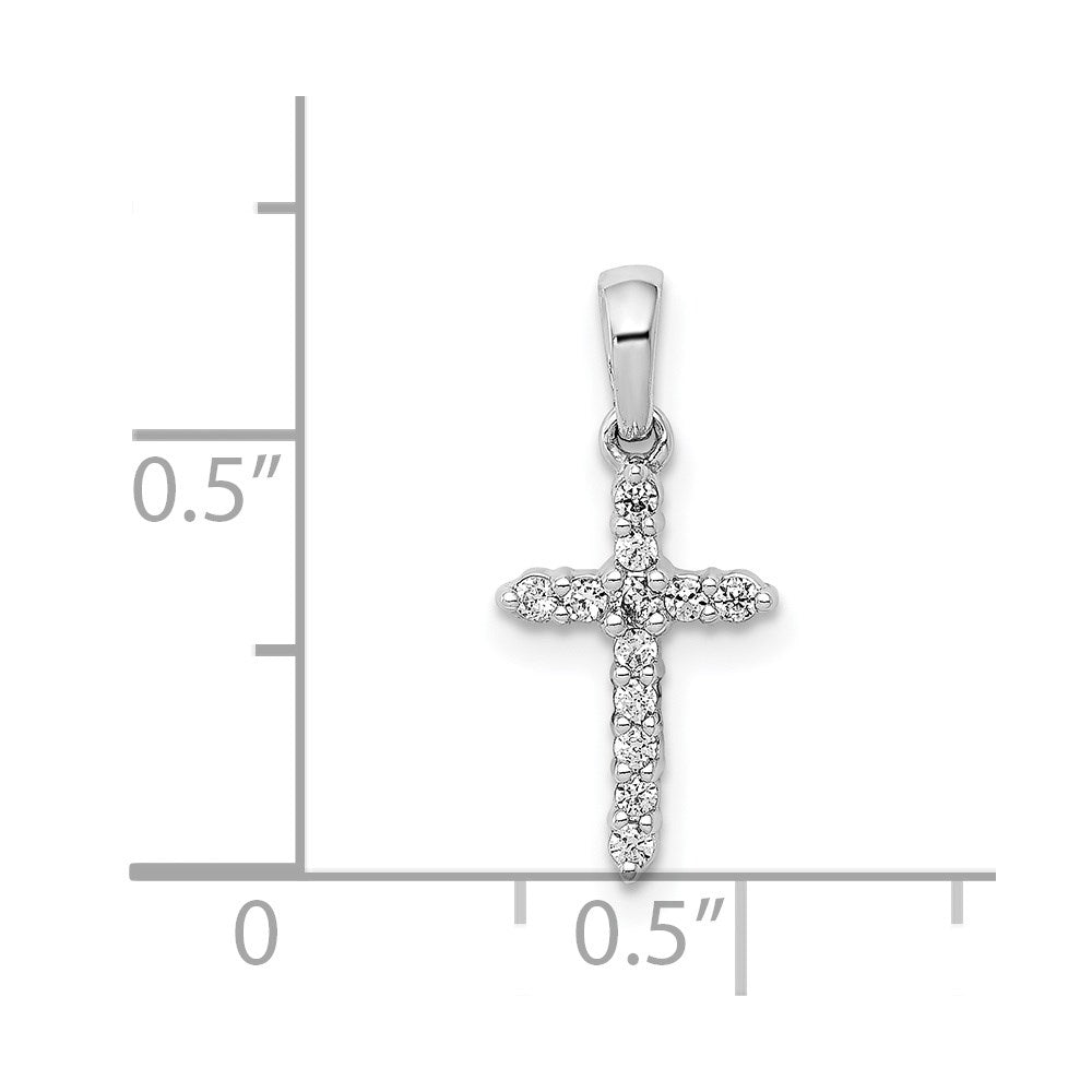 14k White Gold Polished Diamond Cross Pendant