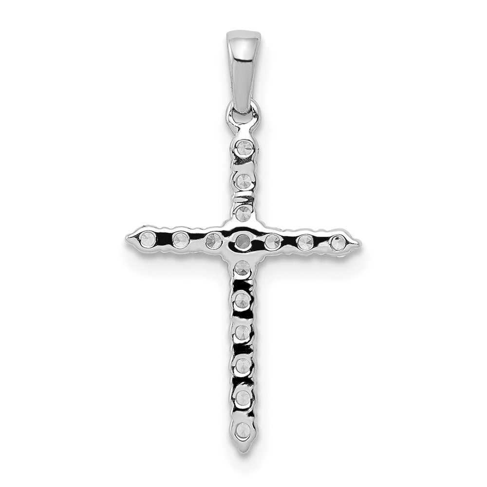 14k White Gold Polished 1/4ct. Diamond Cross Pendant