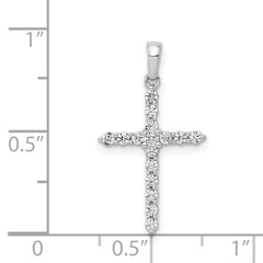 14k White Gold Polished 1/4ct. Diamond Cross Pendant