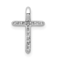 14k White Gold Diamond Cross Pendant - 3