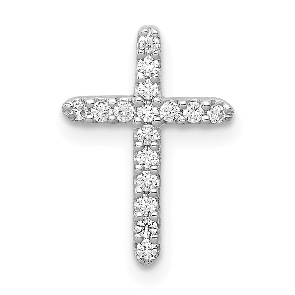 14k White Gold Diamond Cross Pendant - 3