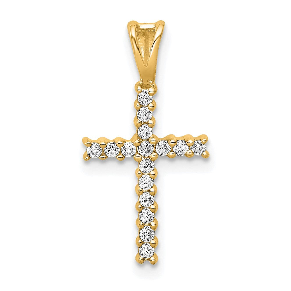 14k 1/6ct. Diamond Latin Cross Pendant - 2