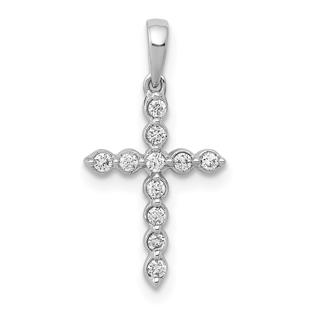 14k White Gold 1/10ct. Diamond Cross Pendant - 9