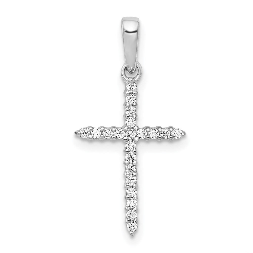 14k White Gold 1/6ct. Diamond Cross Pendant - 5