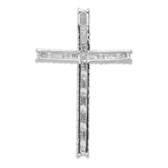 14k White Gold Diamond Latin Cross Pendant - 3
