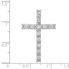 14k White Gold Diamond Latin Cross Pendant - 3