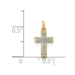 14k and Rhodium 1/20ct. Diamond Cross Pendant