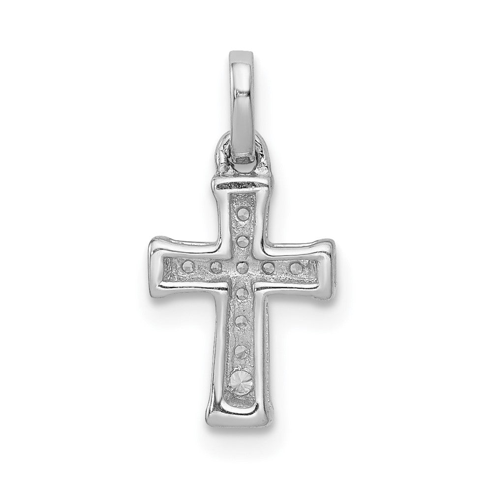 14k White Gold Small 1/20ct. Diamond Latin Cross Pendant