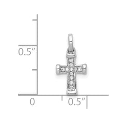 14k White Gold Small 1/20ct. Diamond Latin Cross Pendant