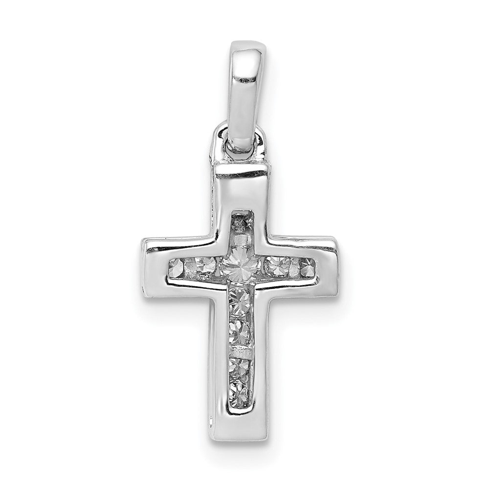 14k White Gold 1/6ct. Diamond Latin Cross Pendant