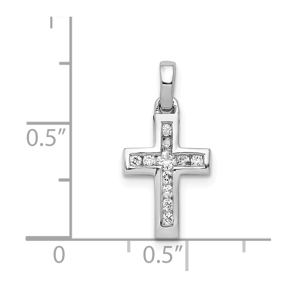 14k White Gold 1/6ct. Diamond Latin Cross Pendant