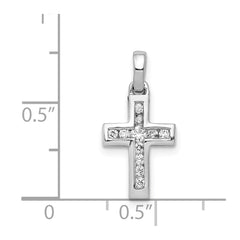 14k White Gold 1/6ct. Diamond Latin Cross Pendant