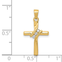 14k AA Diamond Cross Pendant