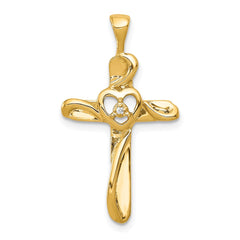 14k AA Diamond Cross Pendant - 11