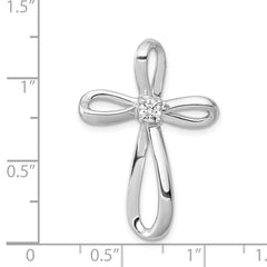 14k White Gold 1/6ct. Diamond Cross Chain Slide - 2