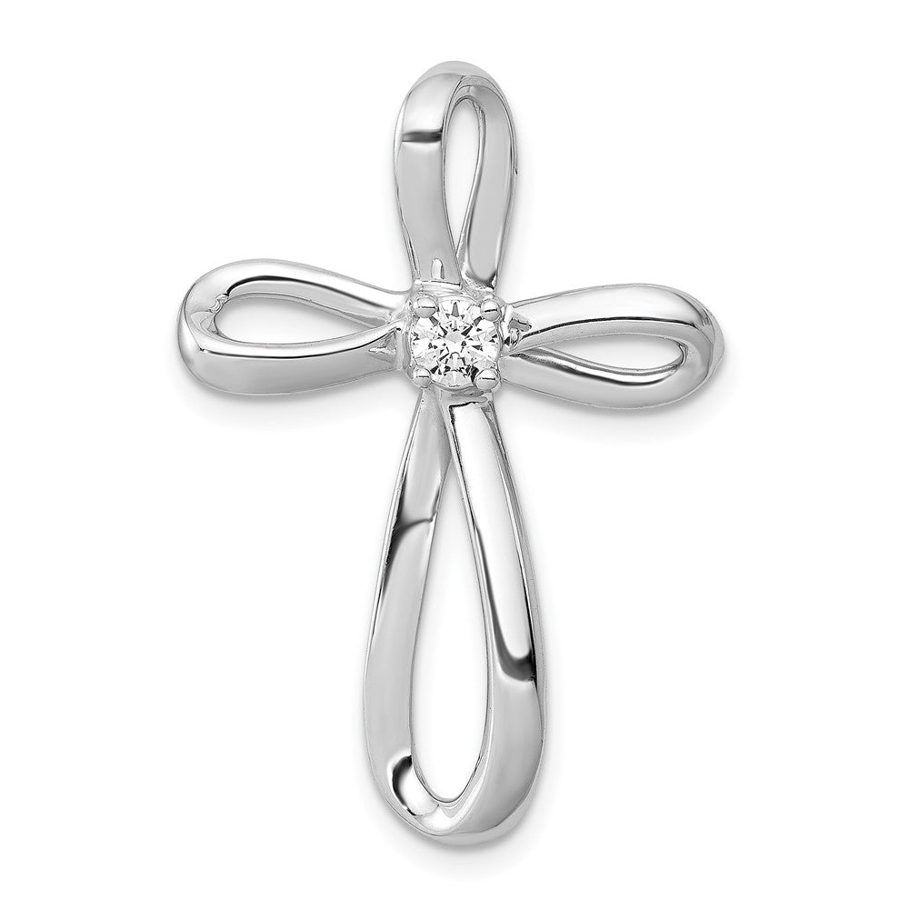 14k White Gold 1/6ct. Diamond Cross Chain Slide - 2