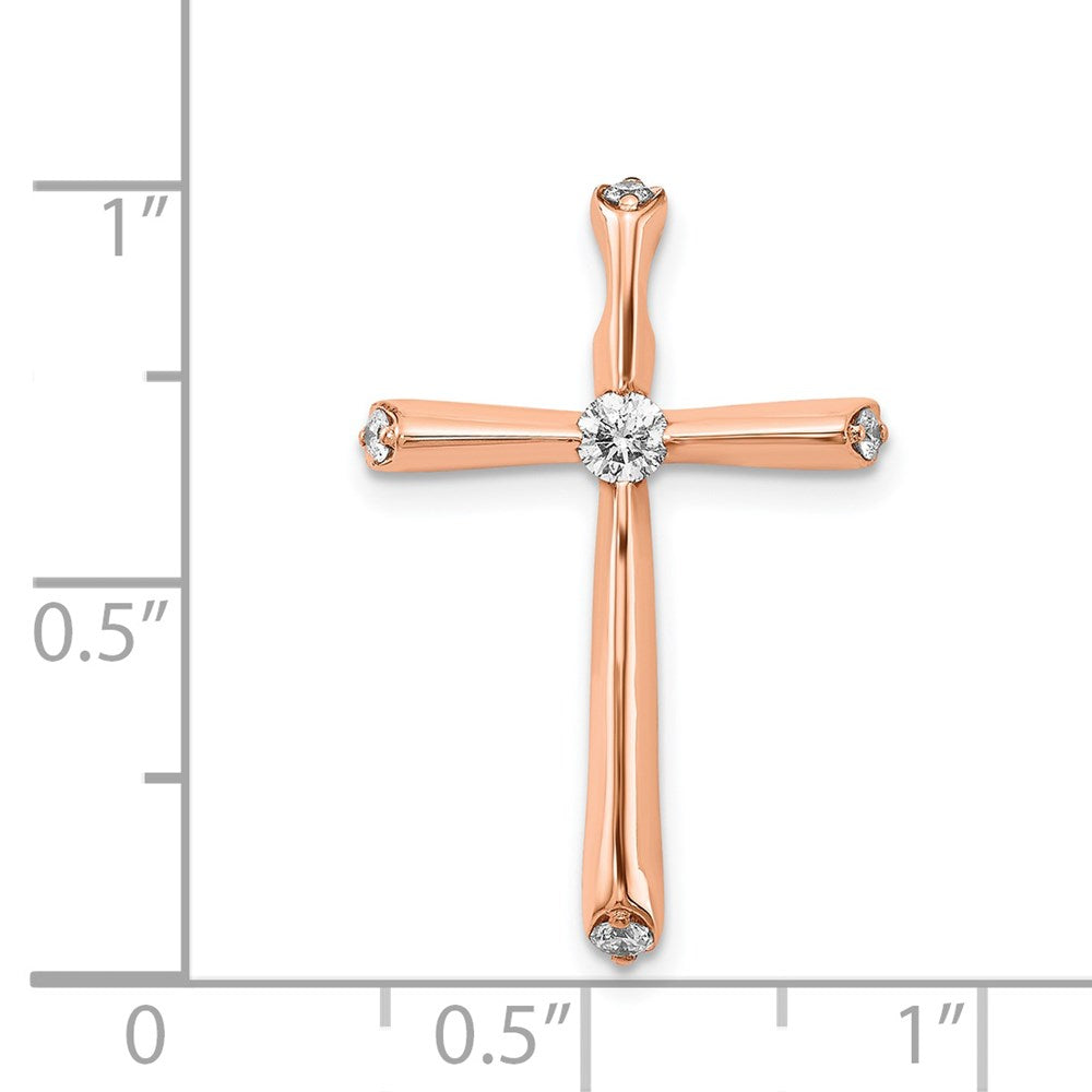 14k Rose Gold 1/5ct. Diamond Cross Chain Slide