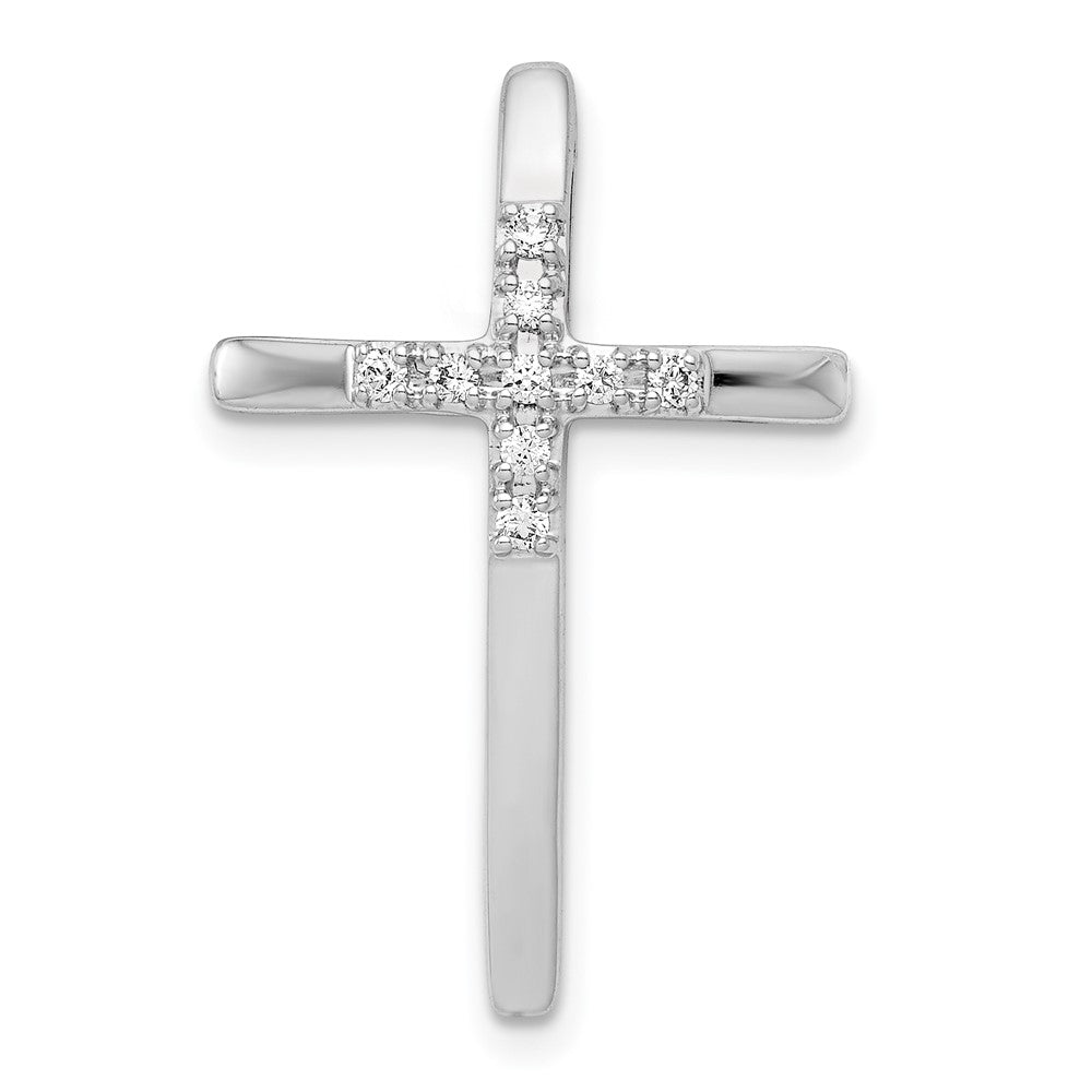 14k White Gold 1/10ct. Diamond Cross Chain Slide - 5
