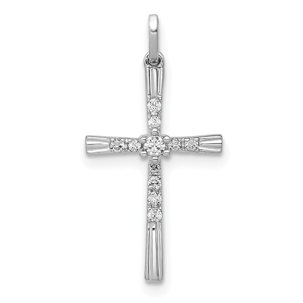 14k White Gold 1/10ct. Diamond Cross Pendant - 7