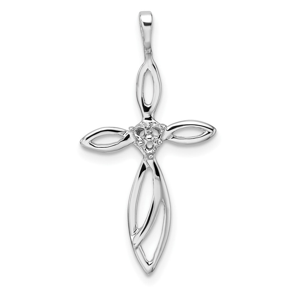 14k White Gold Cross Pendant Mounting - 5