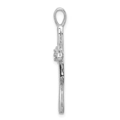 14k White Gold AA Diamond Cross Pendant - 7