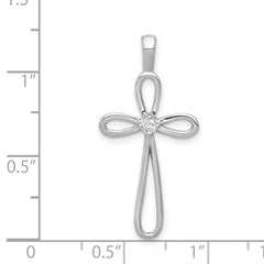 14k White Gold AA Diamond Cross Pendant - 7