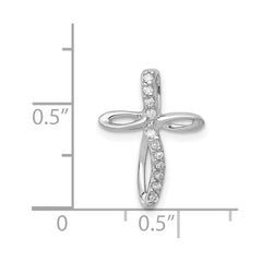 14k White Gold AA Diamond Cross Pendant - 6