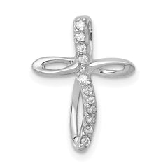 14k White Gold AA Diamond Cross Pendant - 6
