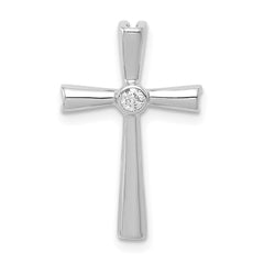 14k White Gold AA Diamond Cross Chain Slide - 2