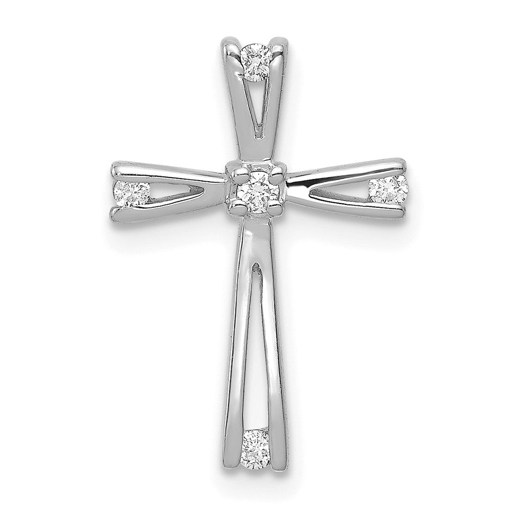 14k White Gold AA Diamond Cross Pendant - 8