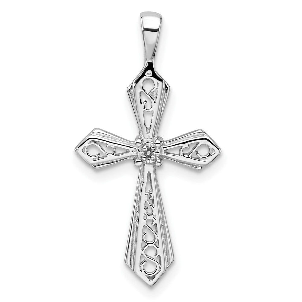 14k White Gold Cross Pendant Mounting - 4