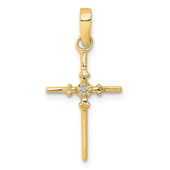14k .01ct. Diamond Polished Budded Cross Pendant