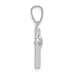 14k White Gold Small .01ct. Diamond Cross Pendant