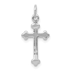 14k White Gold Small Diamond Budded Cross Pendant